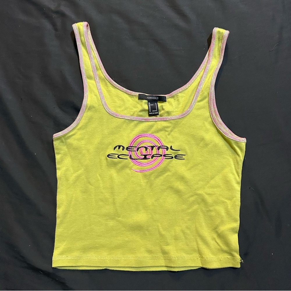 Lime Green Top with Pink Edging
